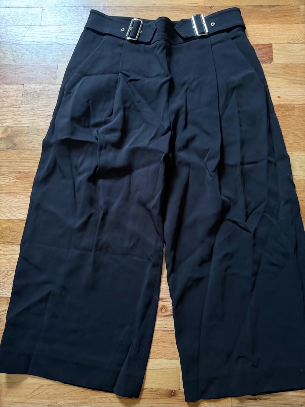 A.L.C. Women’s Black Wide-Leg Belted Cropped Trousers